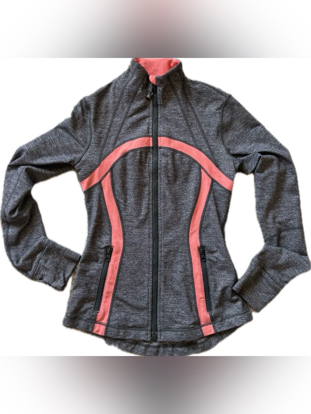 Lululemon Women’s Gray & Coral Zip-Up Athletic Jacket